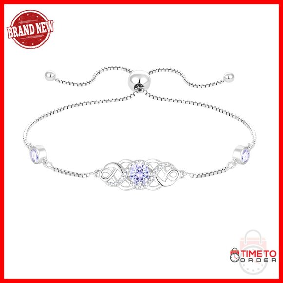Sterling Silver Celtic Knot Bracelet Birthstone Elegant Minimal Jewelry Gift